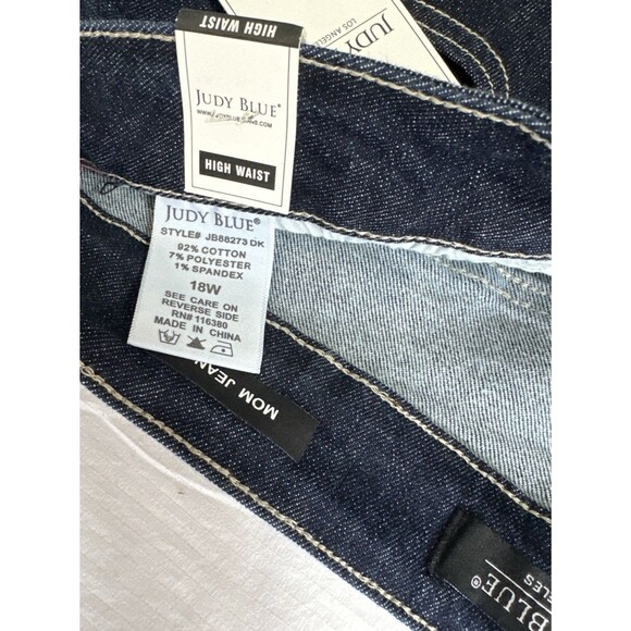 Judy Blue Mom Fit High Waist Jeans 18W Dark Wash Stretch Plus Size NWT - Picture 12 of 14
